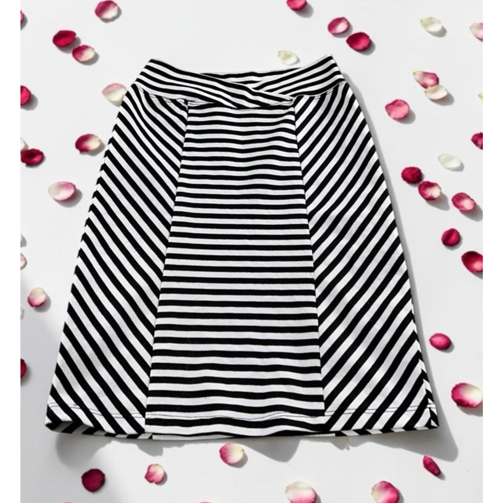 Dope Choice Pencil Skirt Sz Small Black White Striped Fitted Stretch Pin-Up